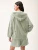 Womens 365 Midweight Snap Button Hoodie—moss green sold by Pangaia