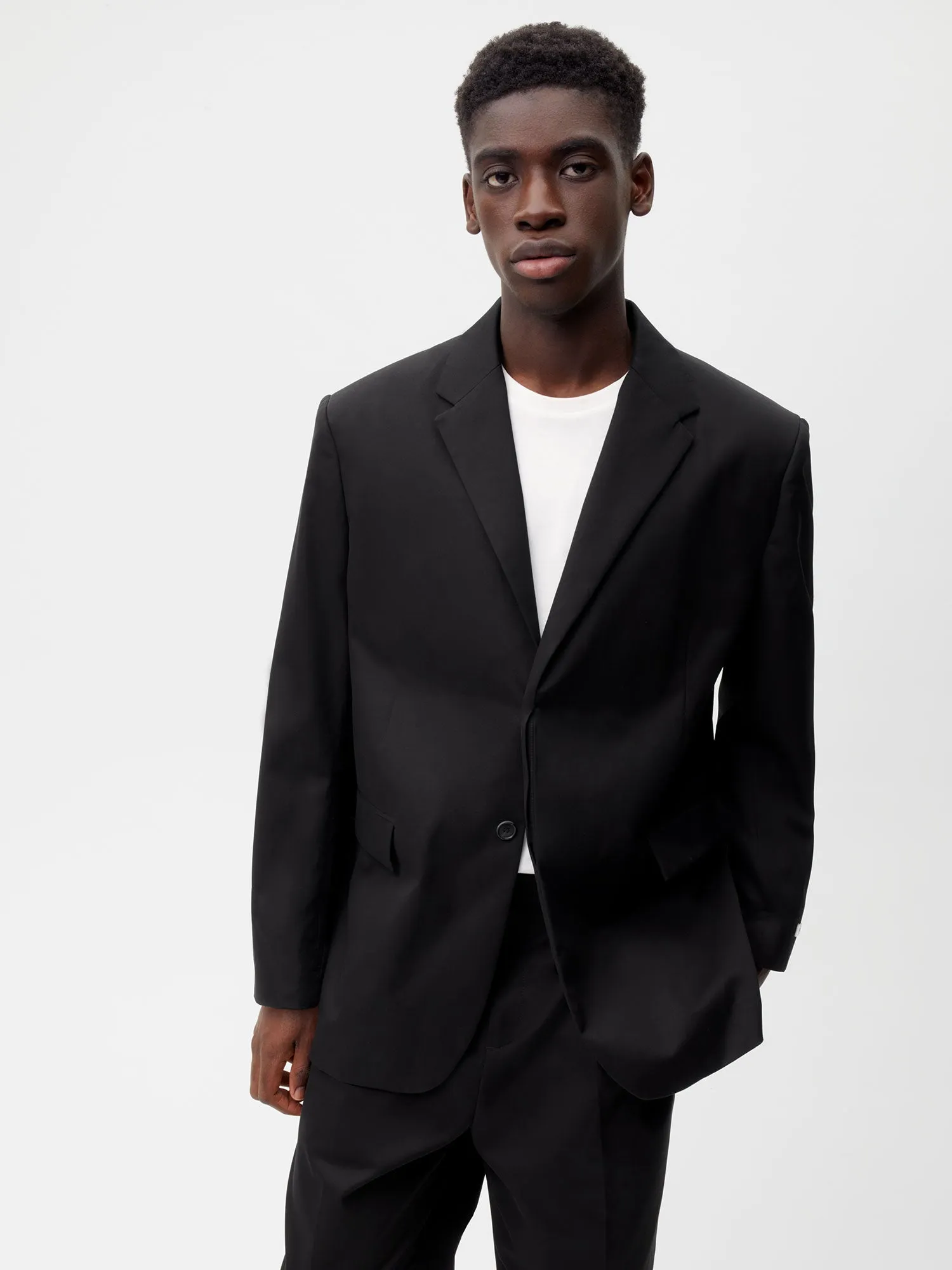 Men's Organic Cotton Oversized Tailored Blazer—black sold by Pangaia product image thumbnail 2