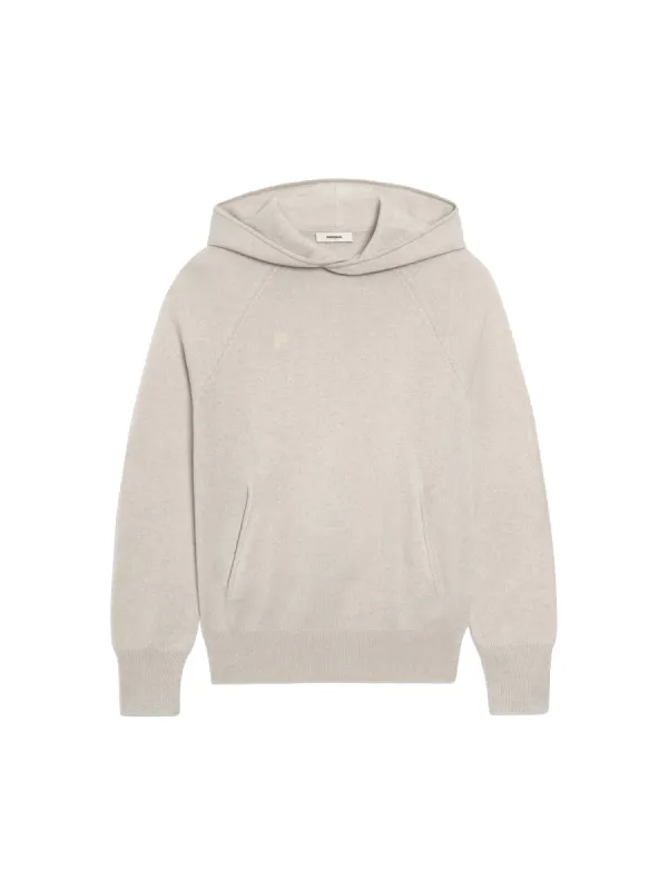 Recycled Cashmere Hoodie—oatmeal sold by Pangaia