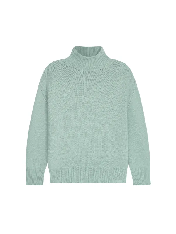 Men's Recycled Cashmere Turtleneck Sweater—eucalyptus blue sold by Pangaia