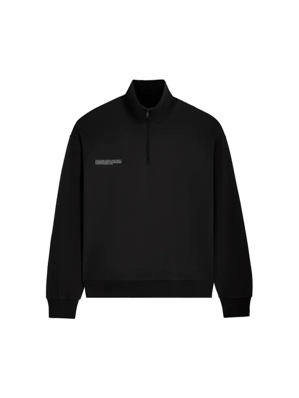 Womens Double Jersey Half Zip Sweatshirt—black sold by Pangaia