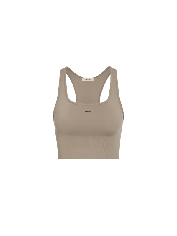 Womens Plant-Stretch Compressive Sports Bra—taupe sold by Pangaia