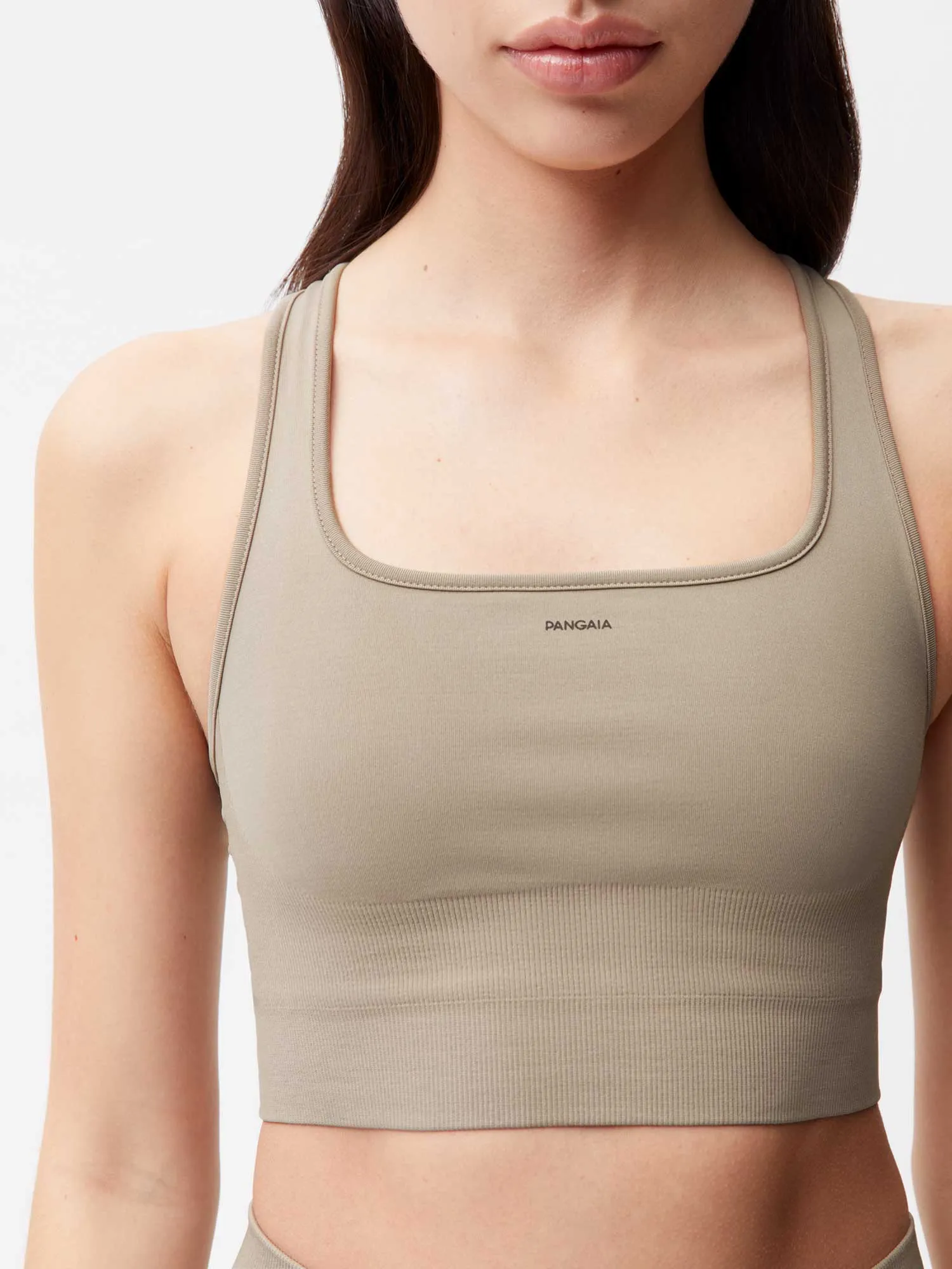 Womens Plant-Stretch Compressive Sports Bra—taupe sold by Pangaia product image thumbnail 4