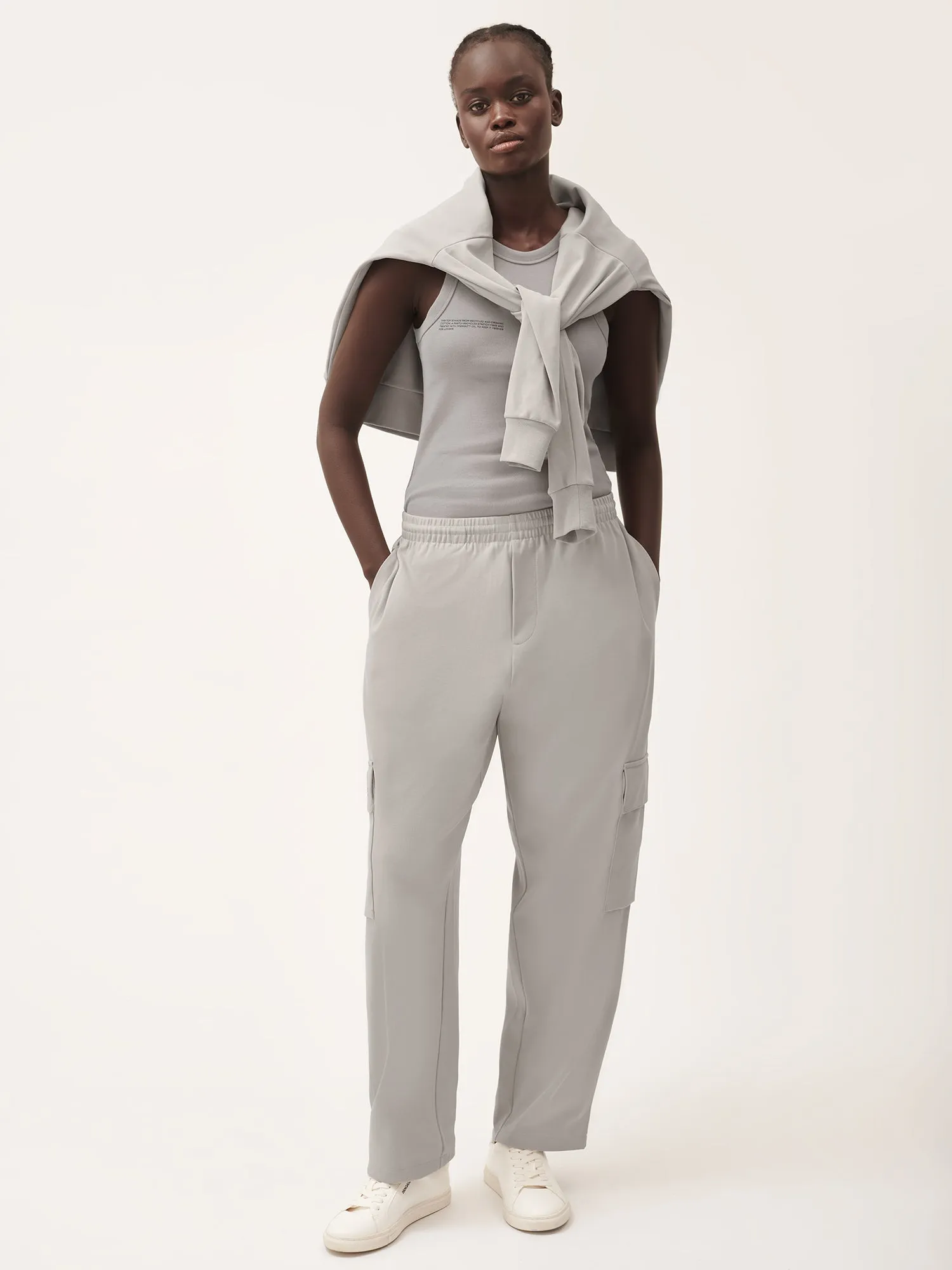 Womens Double Jersey Cargo Track Pants—stone sold by Pangaia product image thumbnail 2