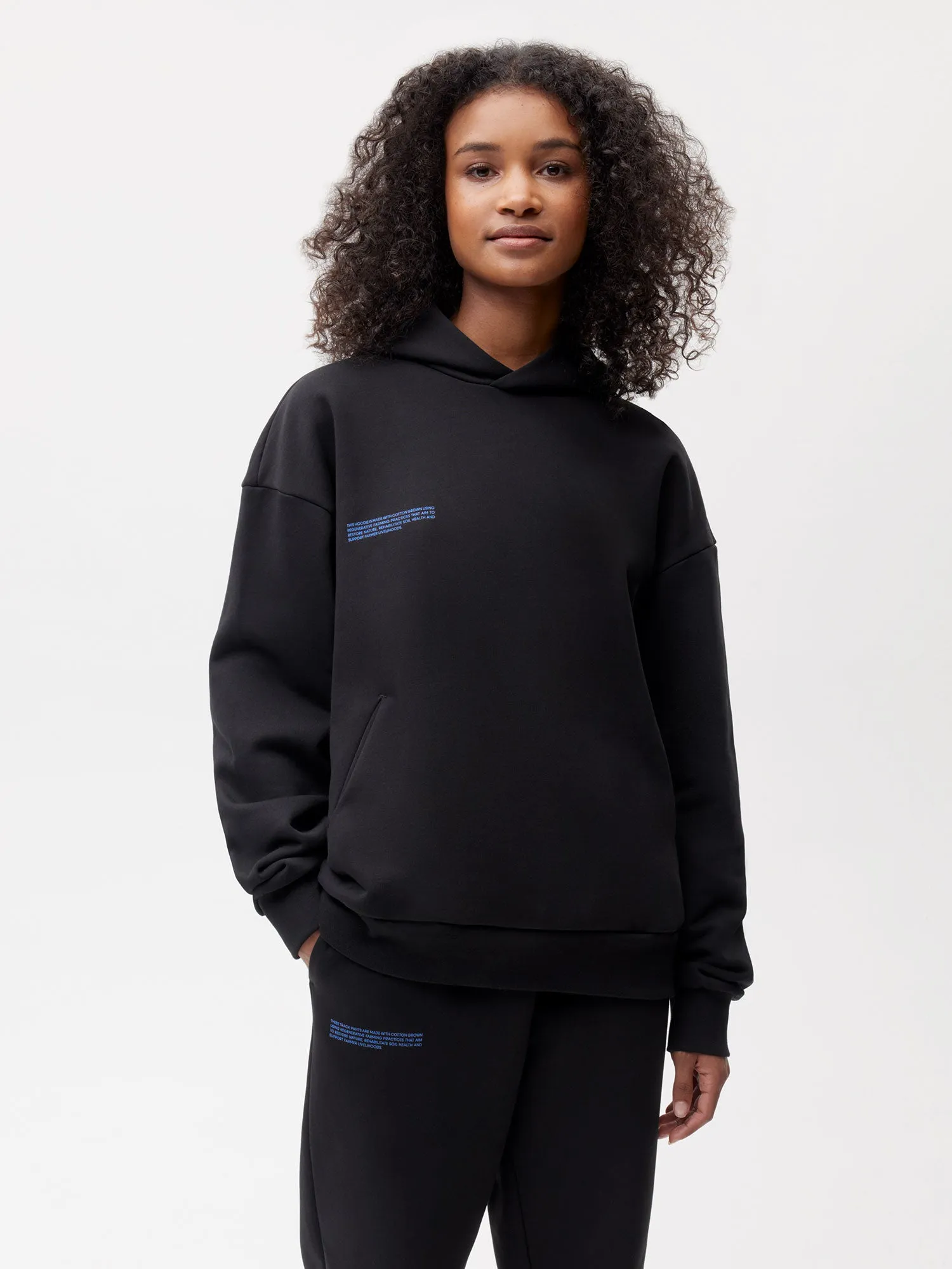 Womens In Conversion Cotton Hoodie—black sold by Pangaia product image thumbnail 2