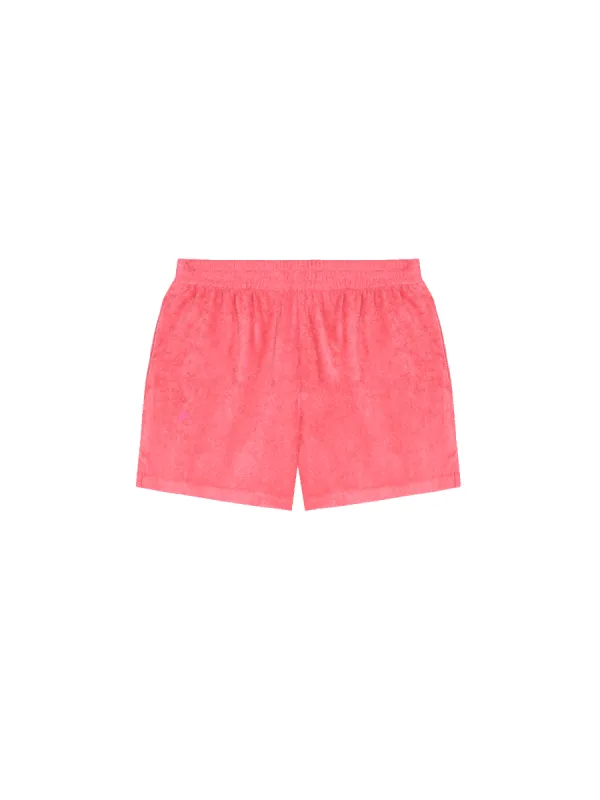 Archive Towelling Shorts—lotus pink sold by Pangaia