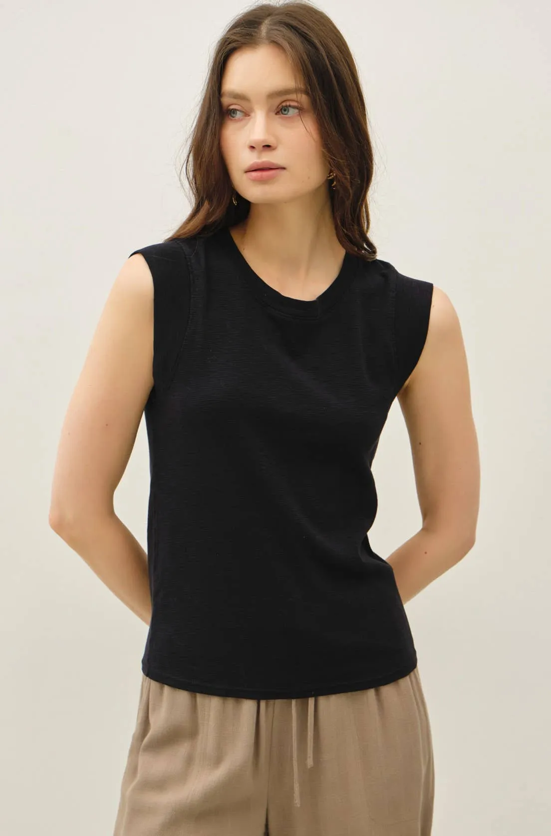 BASICS COTTON CREW NECK TANK TOP sold by paper doll
