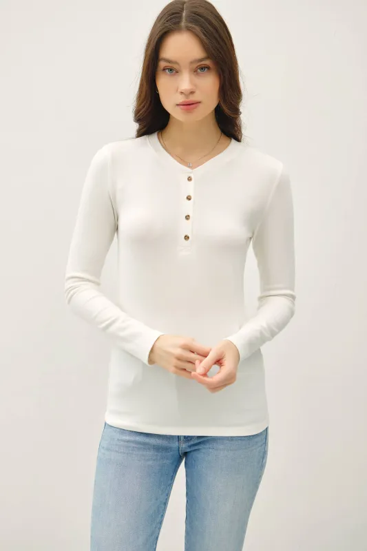 ULTRA SOFT BASICS LONGLEEVE HENLEY TOP made by BE COOL
