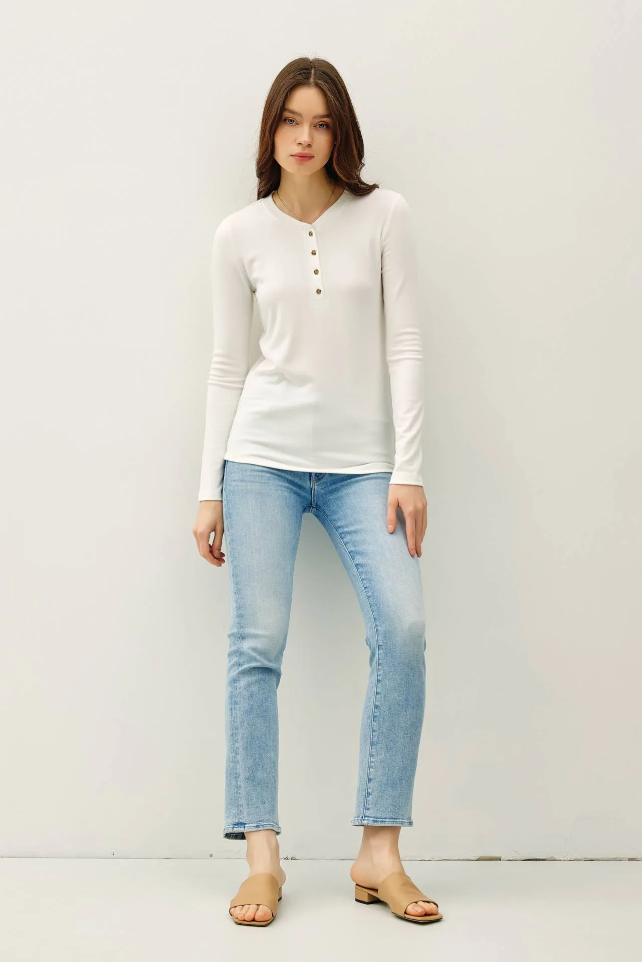 ULTRA SOFT BASICS LONGLEEVE HENLEY TOP sold by paper doll product image thumbnail 2
