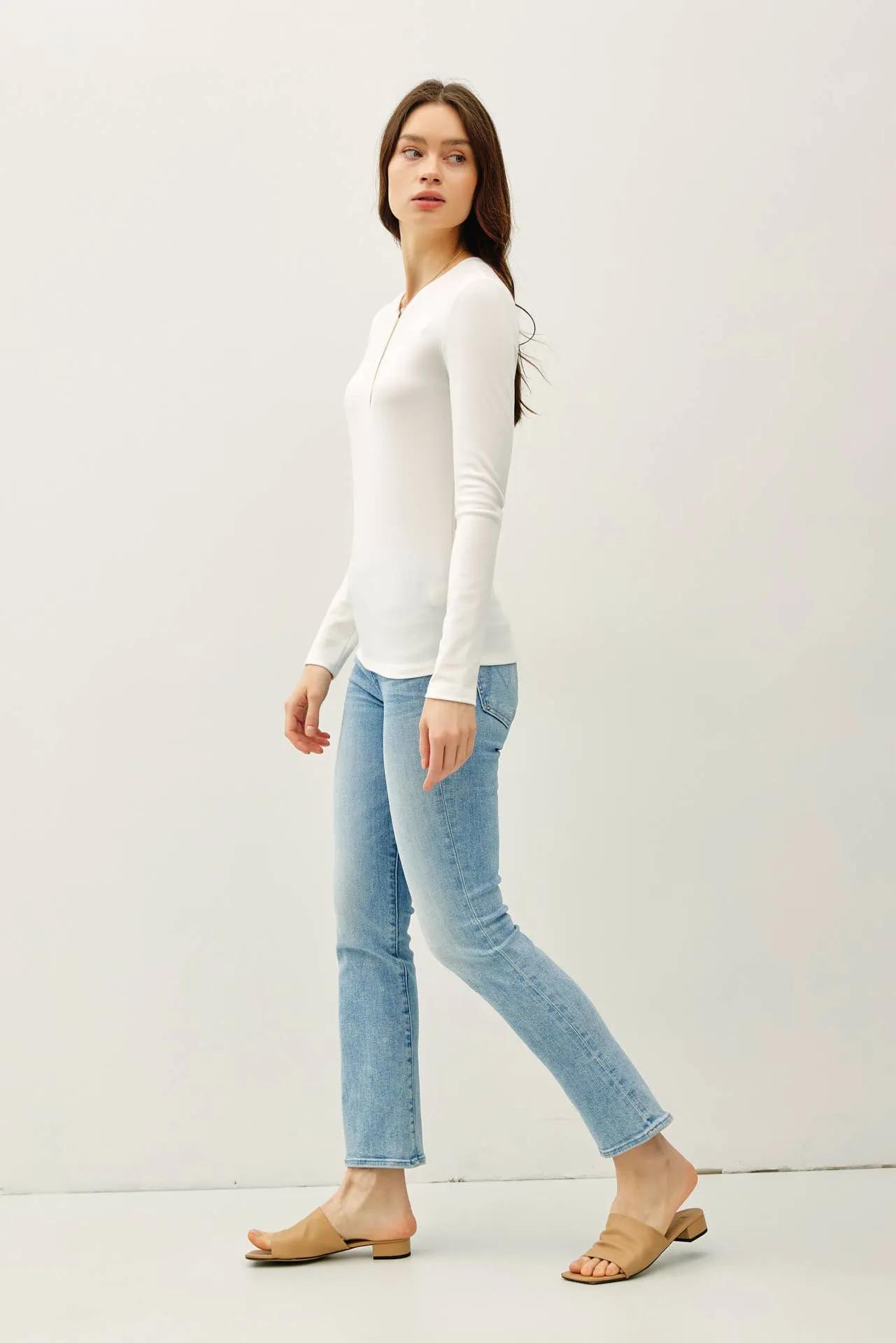 ULTRA SOFT BASICS LONGLEEVE HENLEY TOP sold by paper doll product image thumbnail 3