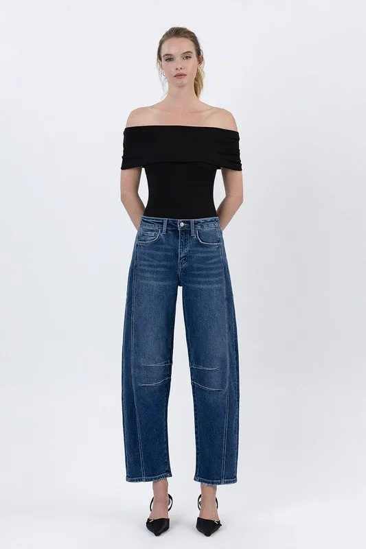 Kari slim barrel jeans in dark wash sold by paper doll product image thumbnail 4
