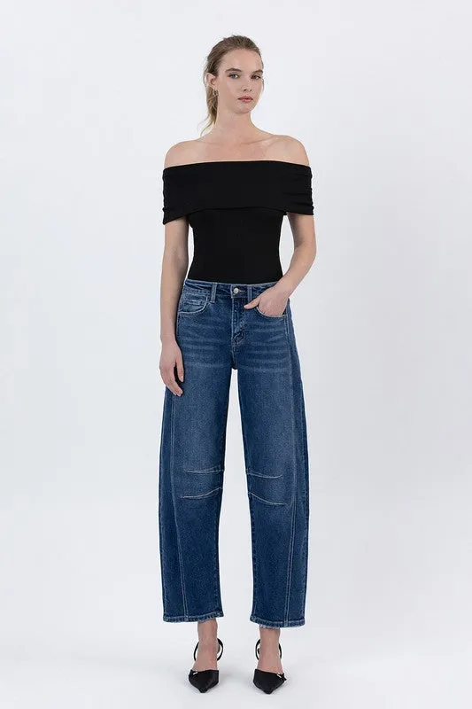 Kari slim barrel jeans in dark wash sold by paper doll product image thumbnail 3