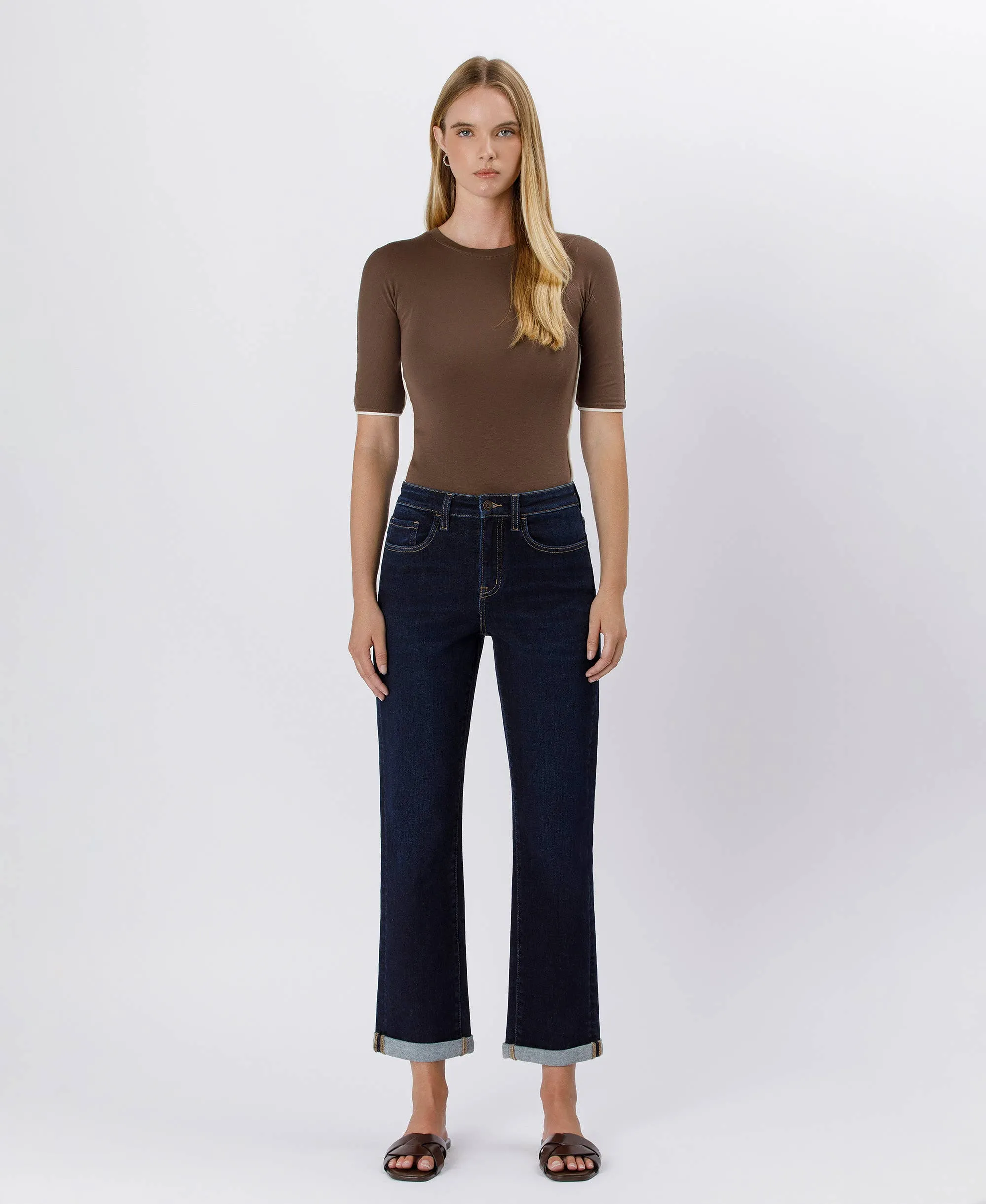 Bella CUFFED CROP STRAIGHT JEANS sold by paper doll product image thumbnail 3