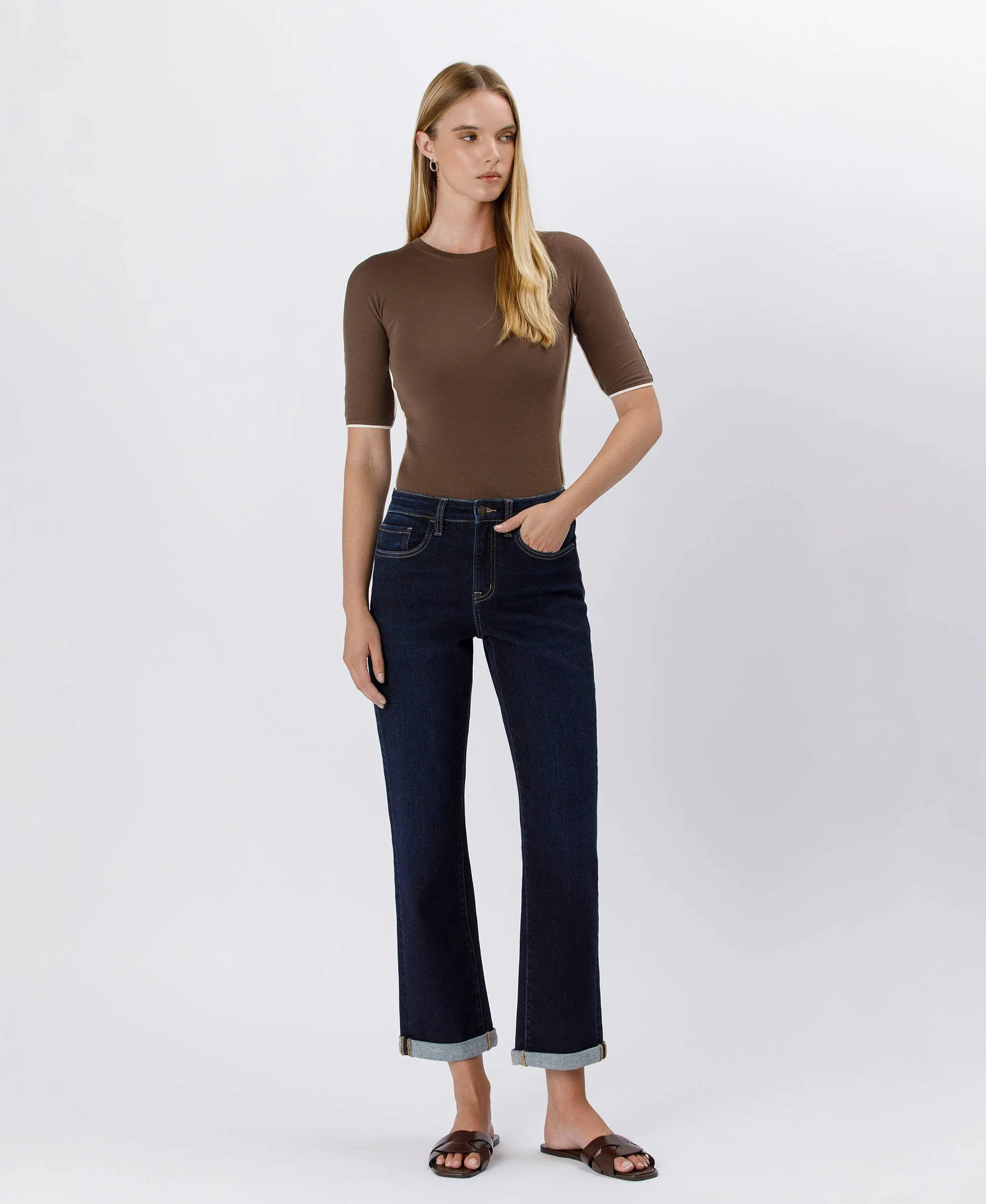 Bella CUFFED CROP STRAIGHT JEANS sold by paper doll product image thumbnail 4