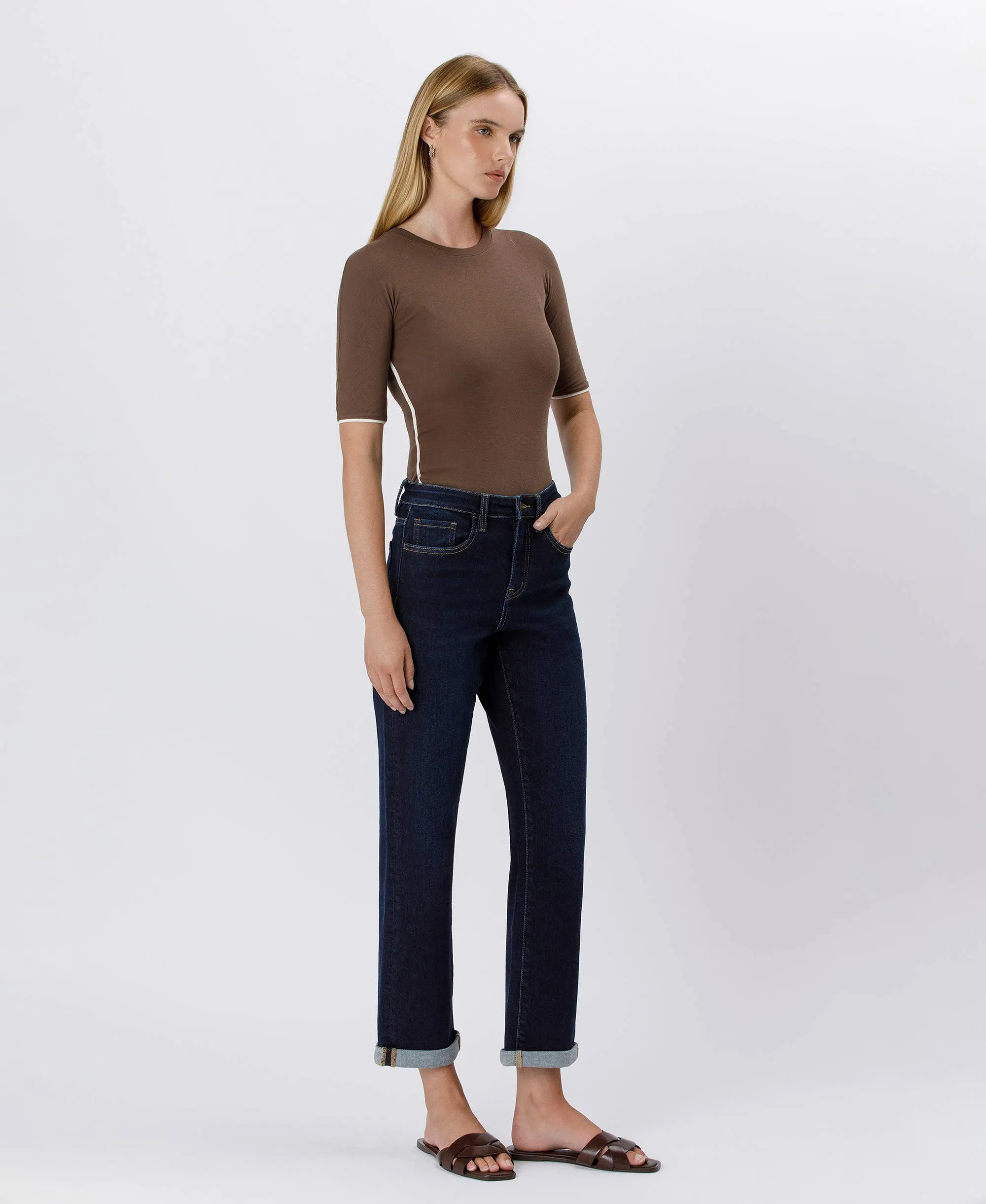 Bella CUFFED CROP STRAIGHT JEANS sold by paper doll product image thumbnail 5