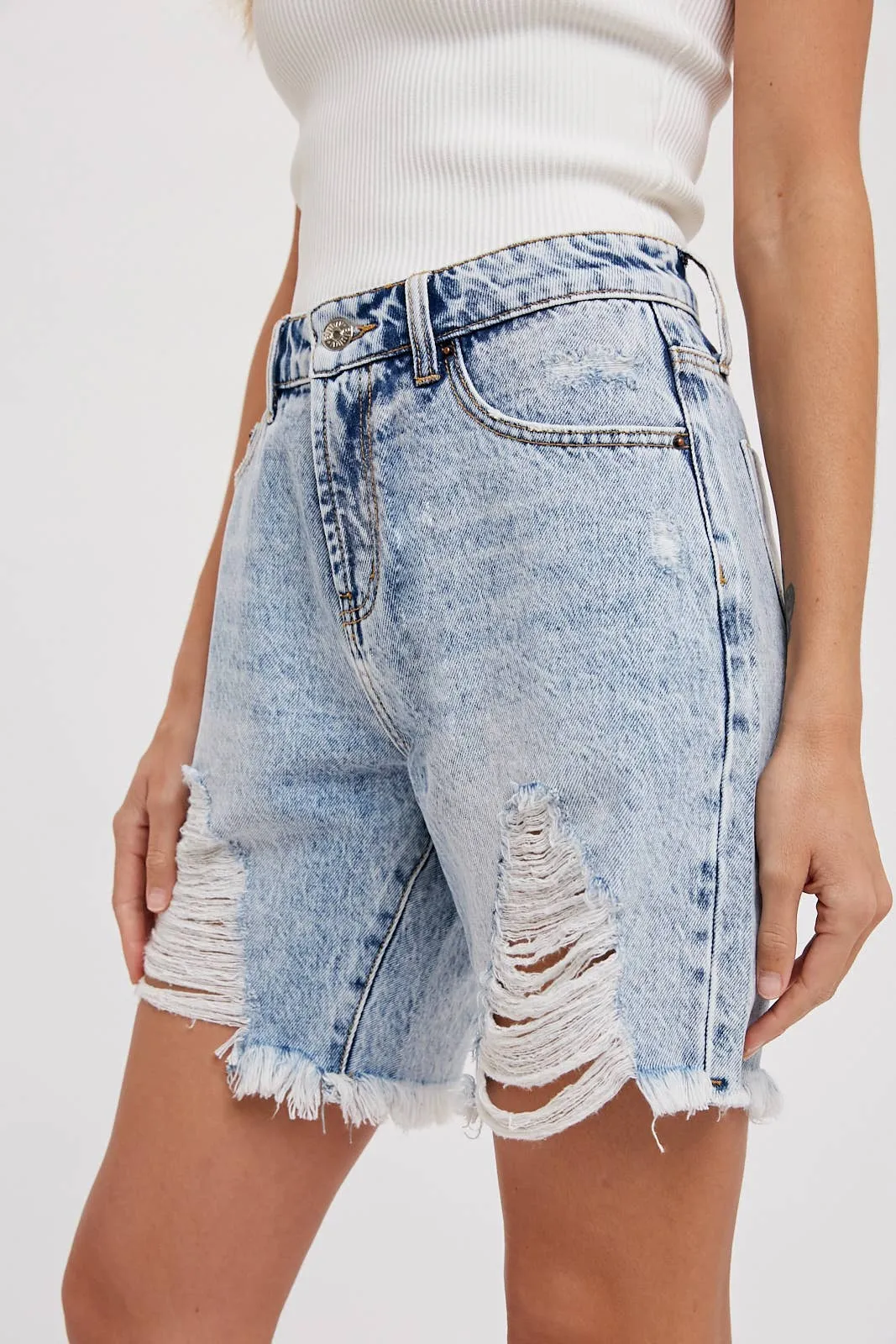 The boyfriend denim shorts sold by paper doll product image thumbnail 3