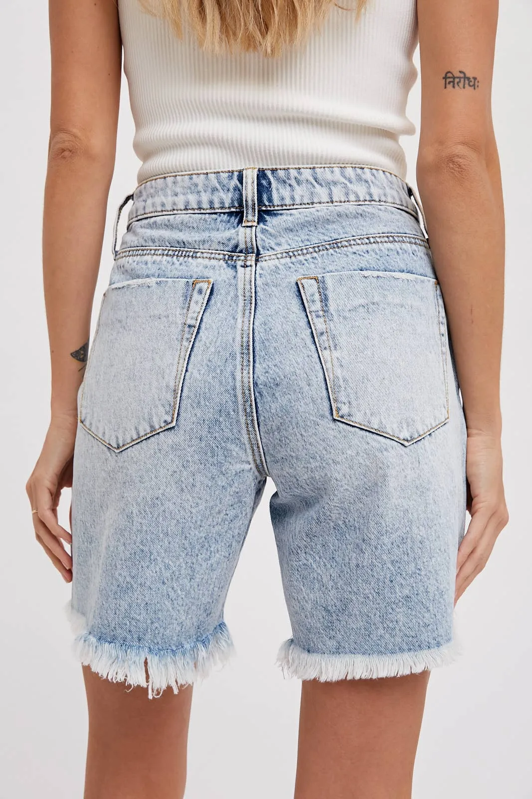 The boyfriend denim shorts sold by paper doll product image thumbnail 5