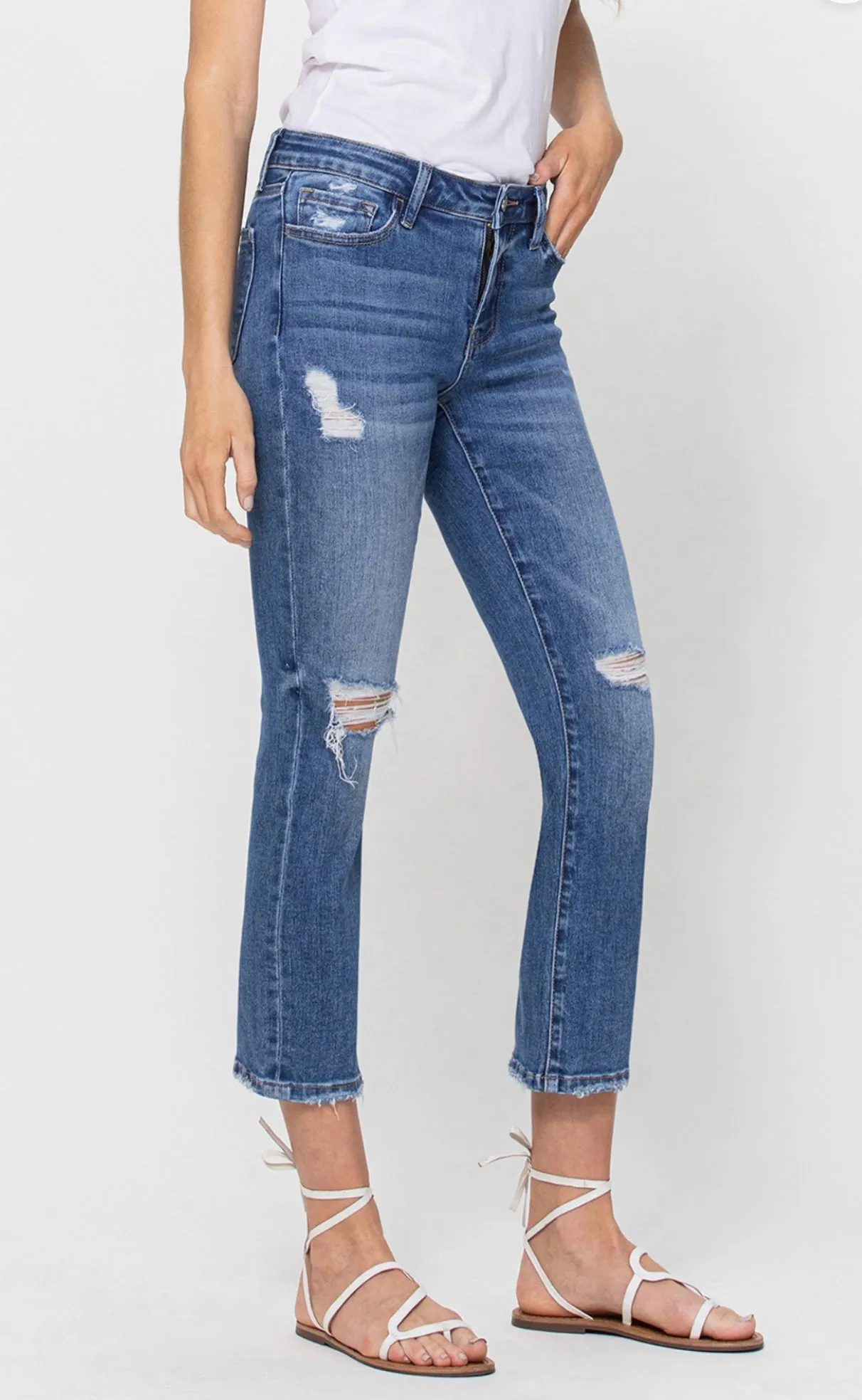 Carlene jeans in distressed blue sold by paper doll