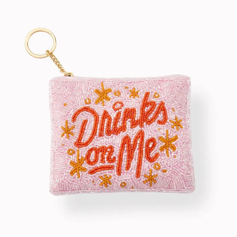 Drinks on Me Beaded Zippered Pouch with Keyring made by Paper Source