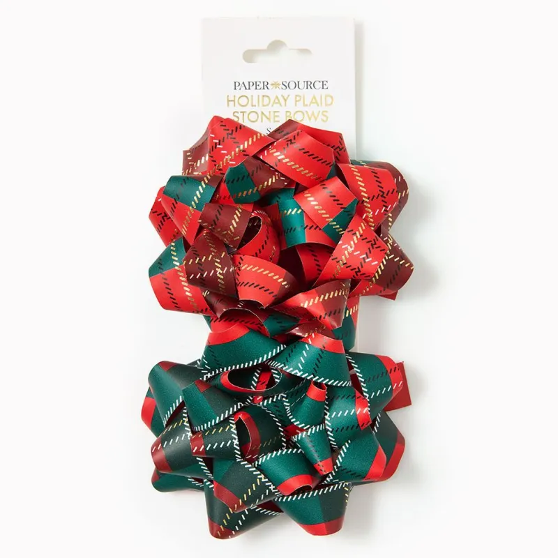 Holiday Plaid Stone Bows S/2 sold by Paper Source