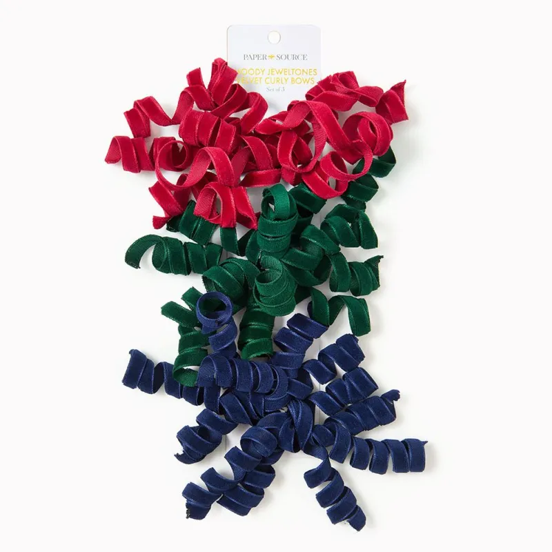 Moody Jeweltones Velvet Curly Bows S/3 sold by Paper Source