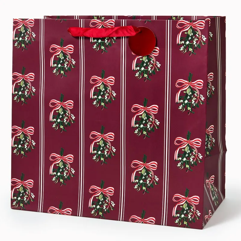 Mistletoe Stripes Large Gift Bag sold by Paper Source