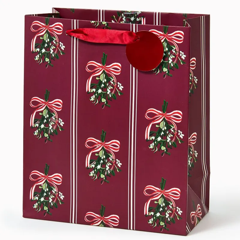 Mistletoe Stripes Medium Gift Bag sold by Paper Source