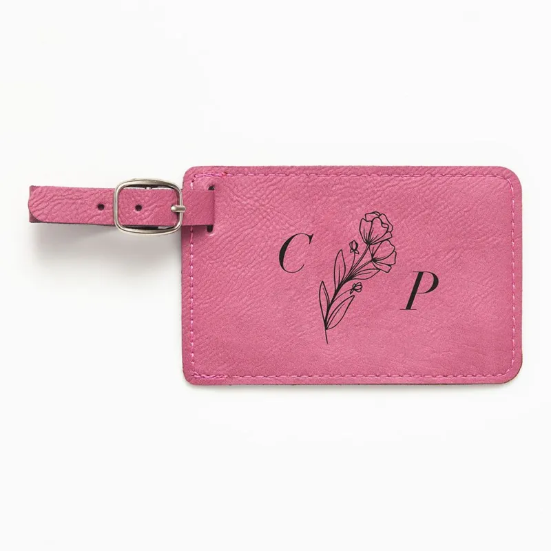 Floral Divided Monogram Pink Luggage Tag sold by Paper Source