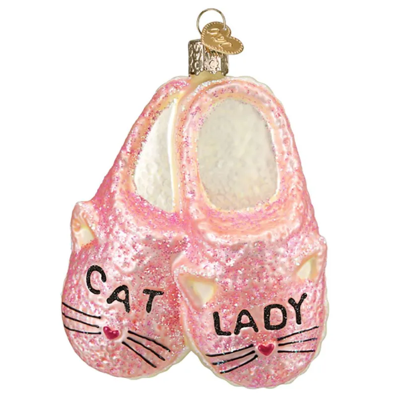 Cat Lady Slippers Glass Ornament made by Paper Source