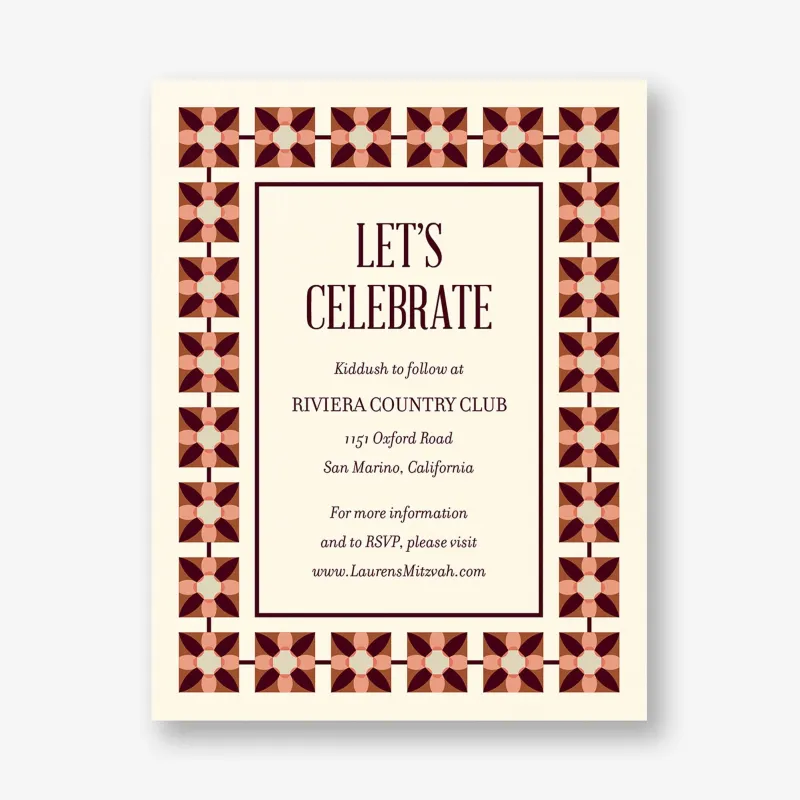 Floral Tile Bat Mitzvah Information sold by Paper Source