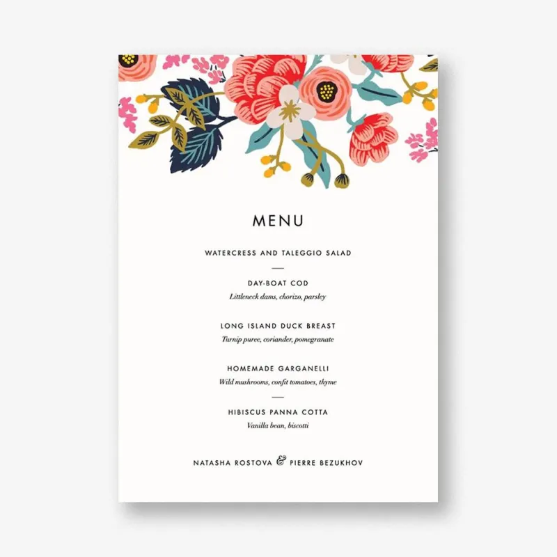 Birch Monarch Menu made by Rifle Paper Co.