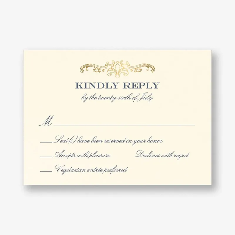 Gilded Filigree Foil Response Card sold by Paper Source