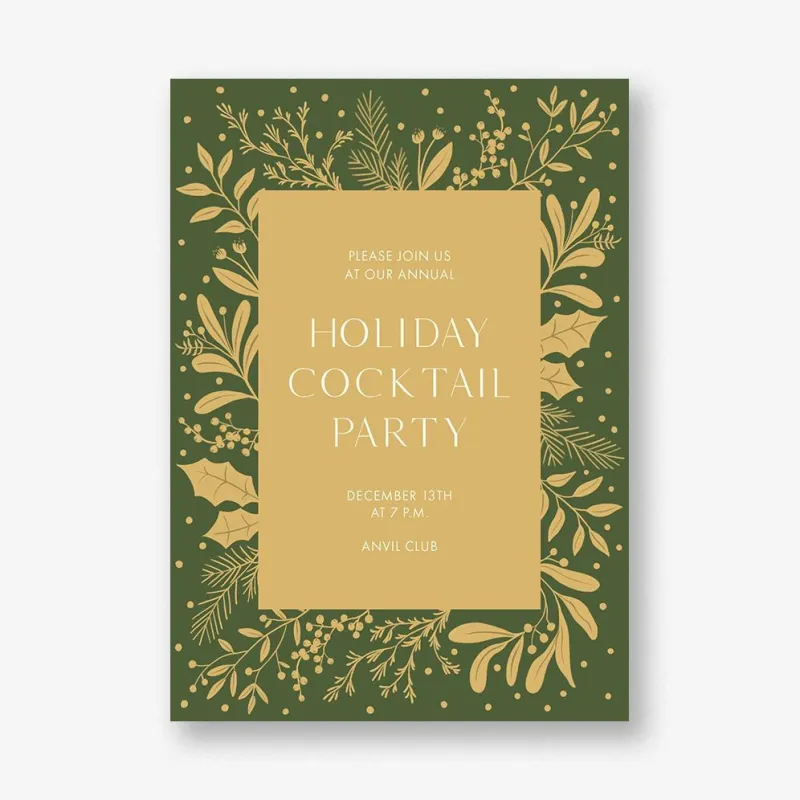 Gold Greenery Holiday Card sold by Paper Source