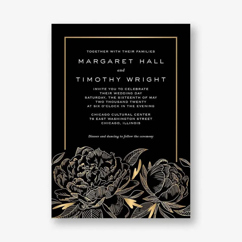 Gilded Peony Wedding Invitation sold by Paper Source