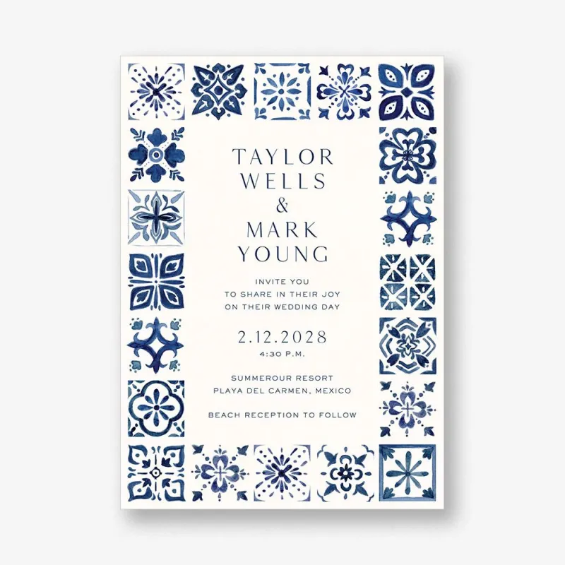 Indigo Riviera Wedding Invitation sold by Paper Source