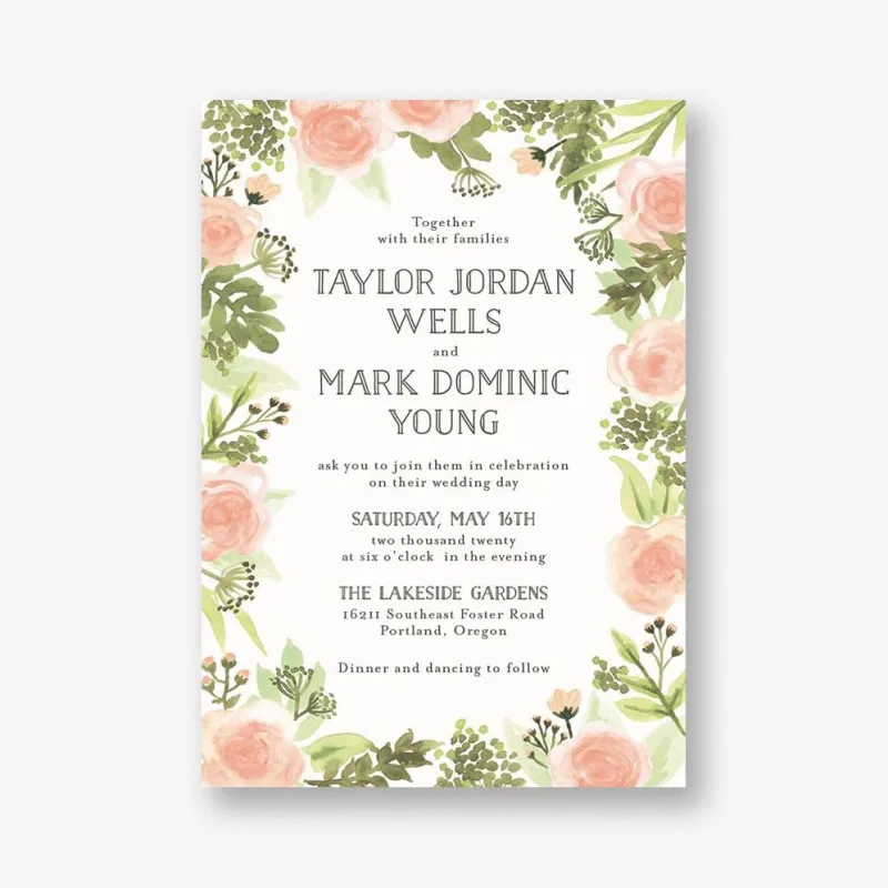 Painted Floral Wedding Invitation sold by Paper Source