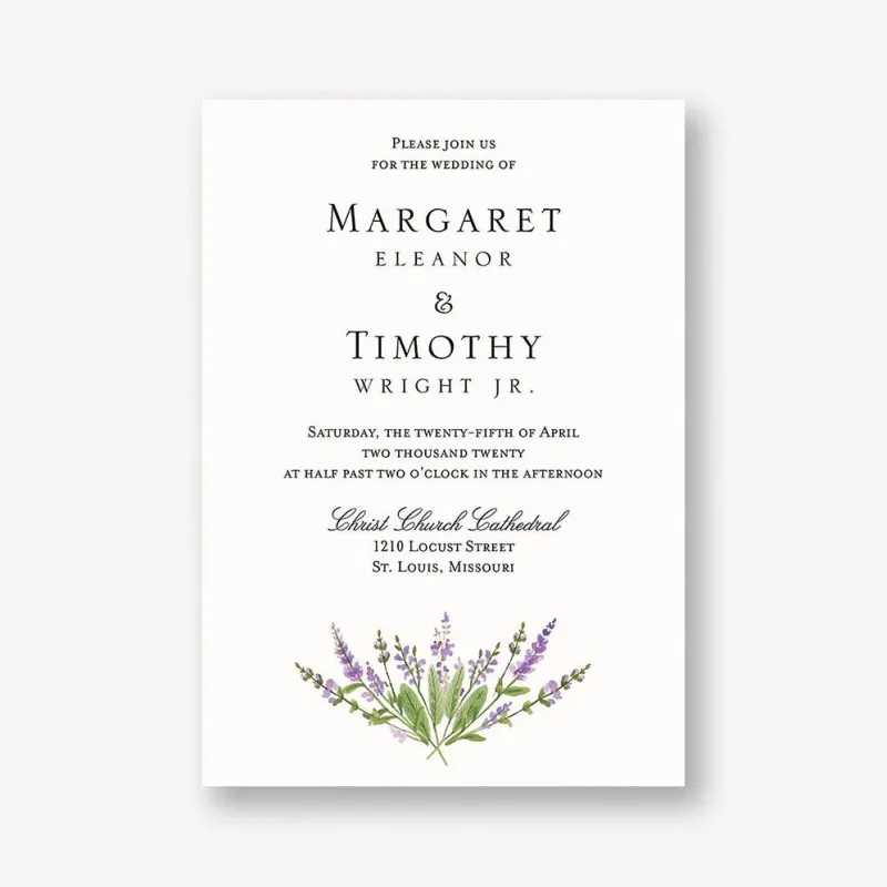 English Lavender Wedding Invitation made by Paper Source