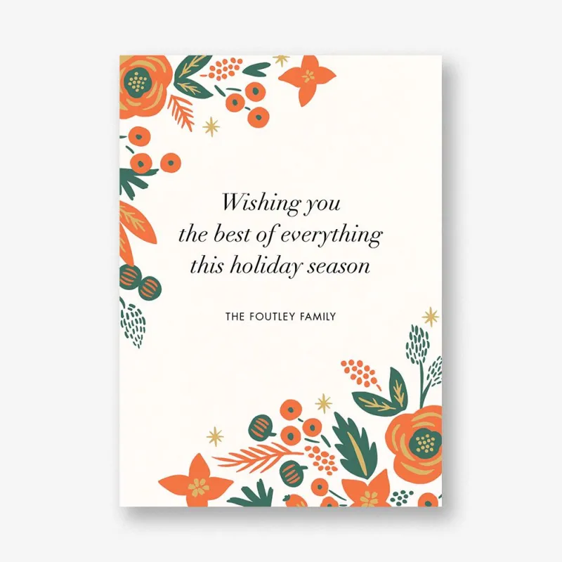 Letter Press Pointsettia Holiday Card sold by Paper Source