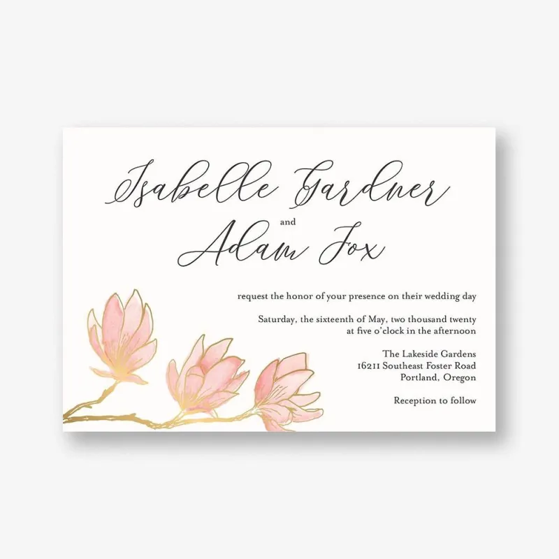 Painted Magnolia Wedding Invitation made by Paper Source