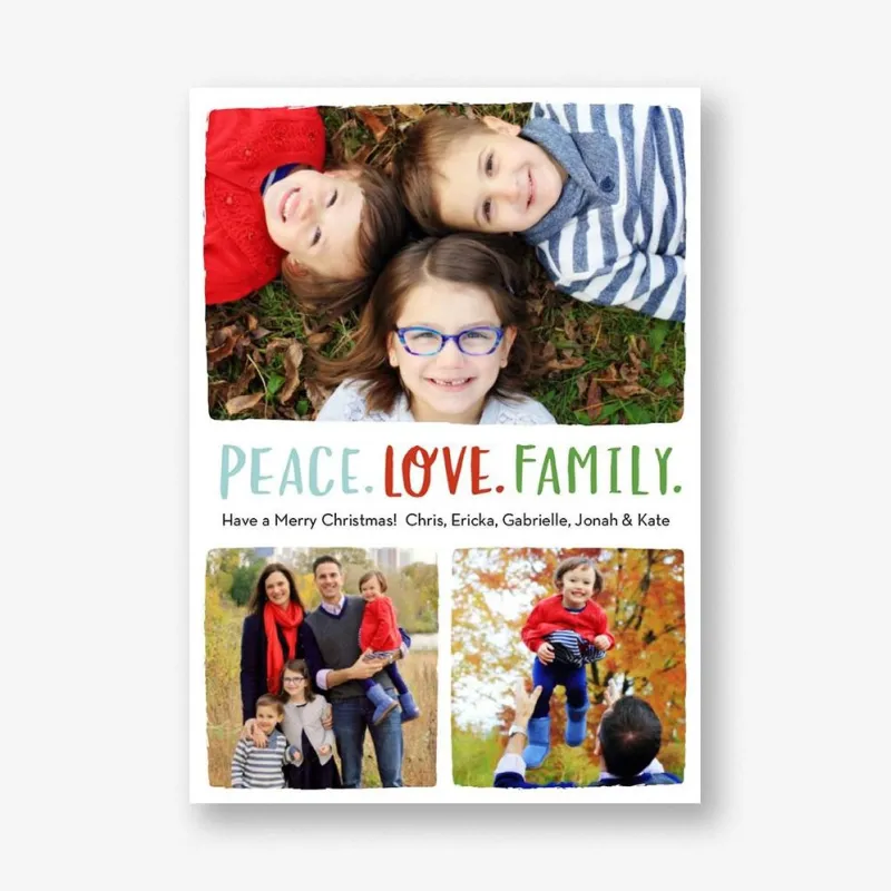 Peace Love Family Holiday Multi-Photo Card sold by Paper Source