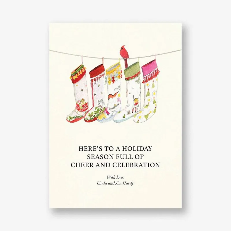 Cardinal Stockings Holiday Card sold by Paper Source
