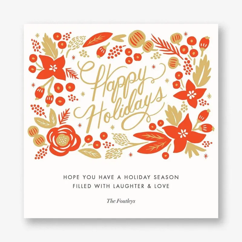 Poinsettia Wreath Holiday Card sold by Paper Source