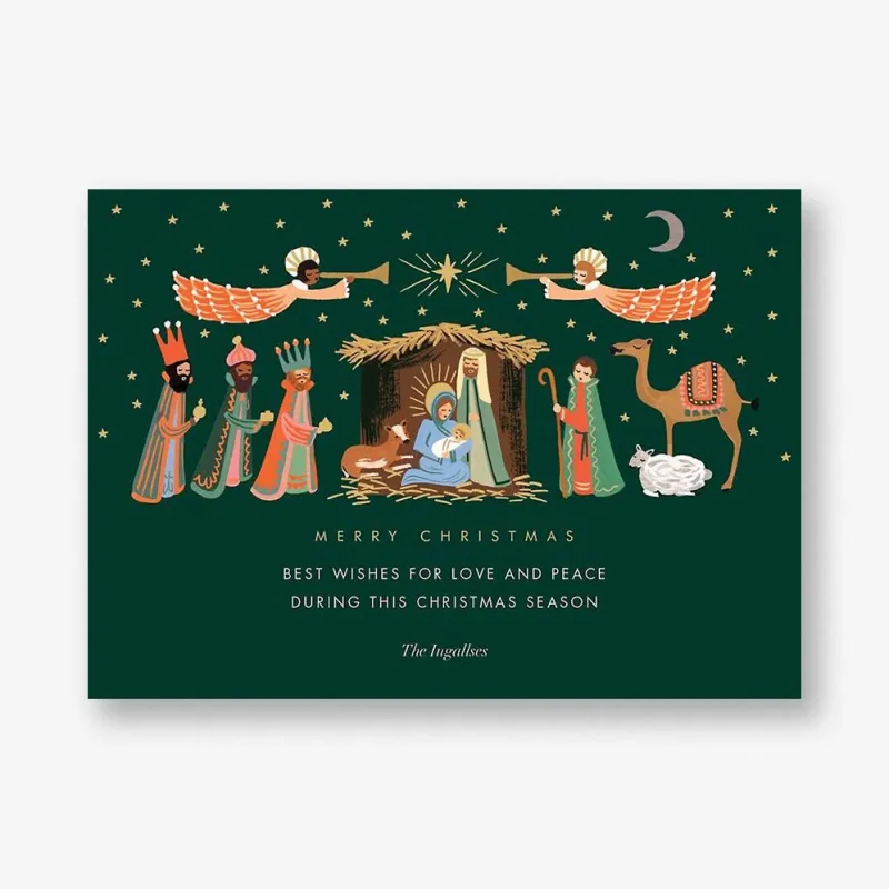 Evergreen Nativity Holiday Card sold by Paper Source