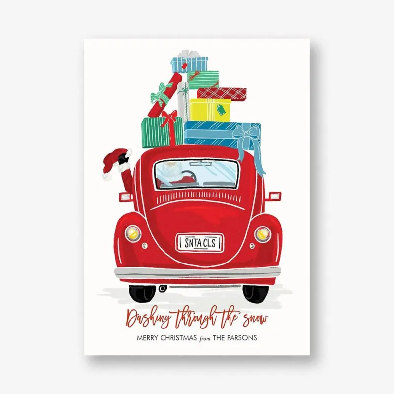 Santa Car with Presents Holiday Card sold by Paper Source