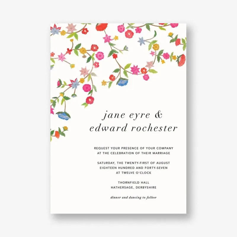 Stitched Floral II Wedding Invitation made by Oscar de la Renta