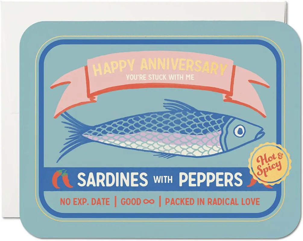 Sardines Anniversary Card sold by Paper Source