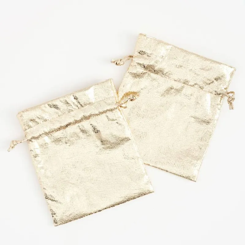 Gold Foil Drawstring Treat Bags made by Paper Source
