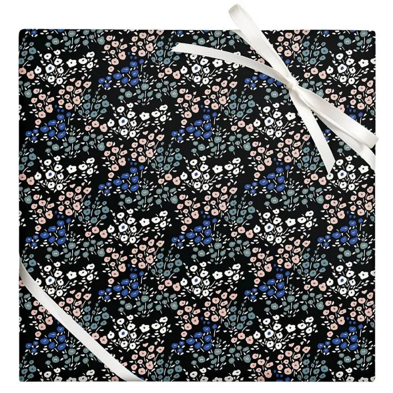 Ditsy Floral On Black Wrapping Paper sold by Paper Source