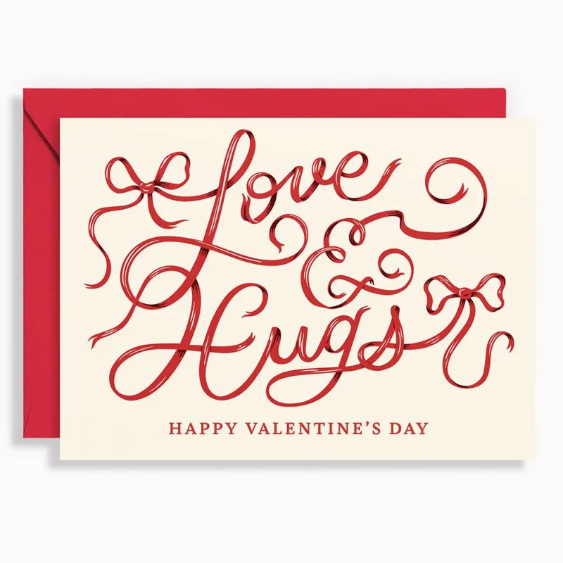 Love and Hugs Ribbon Valentine's Day Card sold by Paper Source