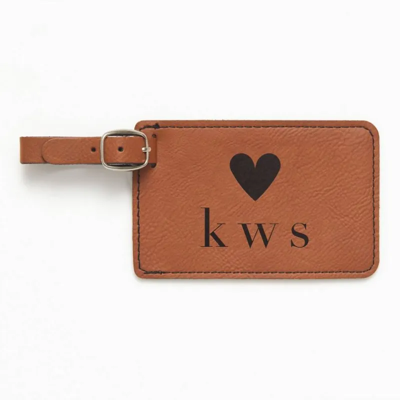 Monogram Heart Brown Luggage Tag sold by Paper Source